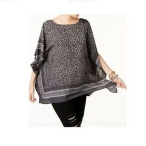 Michael Kors Leopard Print Poncho Blouse